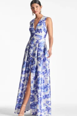 Sachin & Babi Brooke Gown - Azure Watercolor Floral Cheap