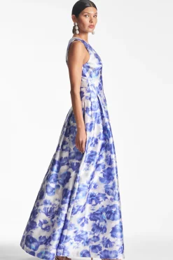 Sachin & Babi Brooke Gown - Azure Watercolor Floral Cheap