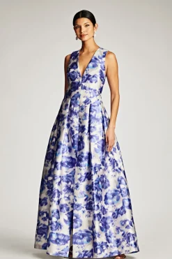 Sachin & Babi Brooke Gown - Azure Watercolor Floral Cheap