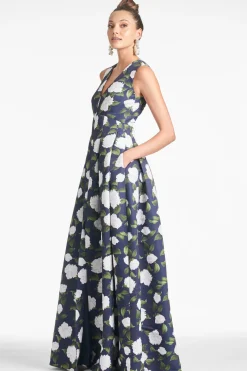 Sachin & Babi Brooke Gown - Navy/Ivory Moonlit Garden Navy/Ivory Moonlit Garden Cheap