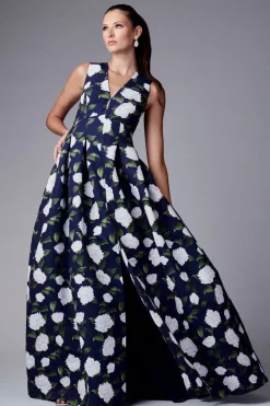 Sachin & Babi Brooke Gown - Navy/Ivory Moonlit Garden Navy/Ivory Moonlit Garden Cheap