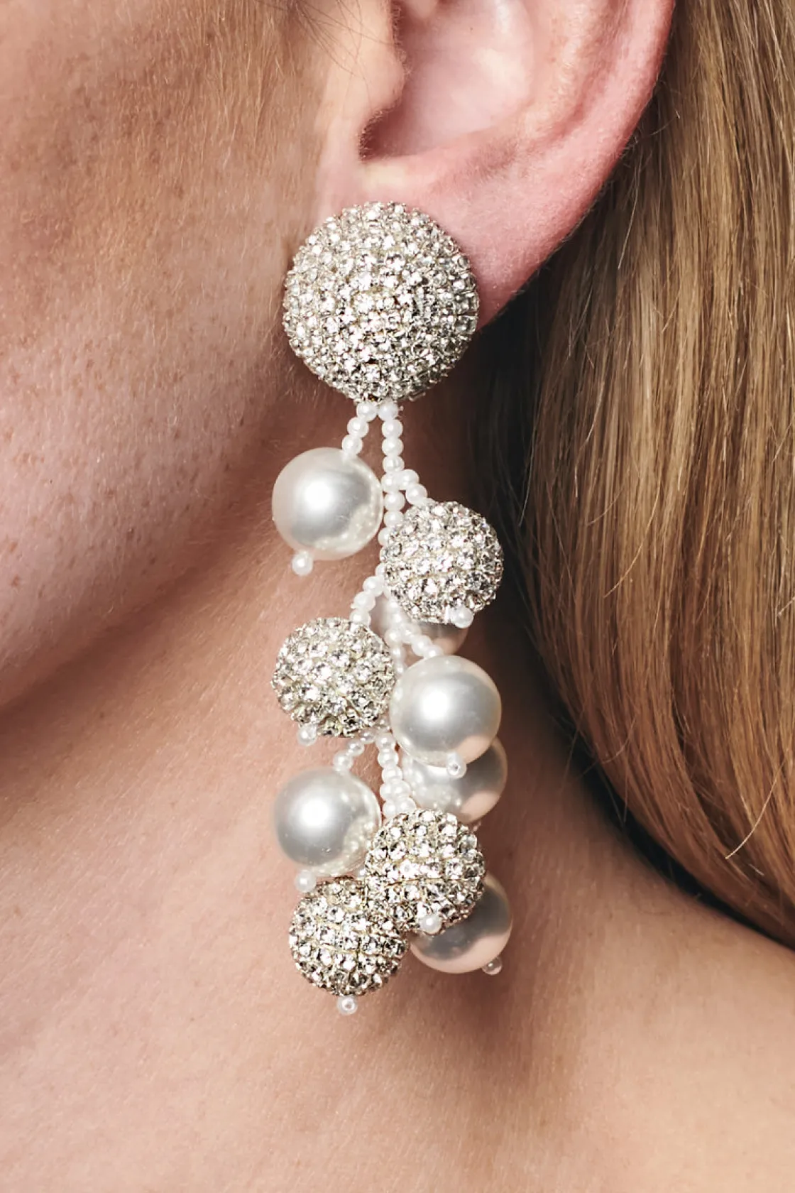 Sachin & Babi Coconut Earrings - Crystals / Pearls Clear / Pearl Flash Sale