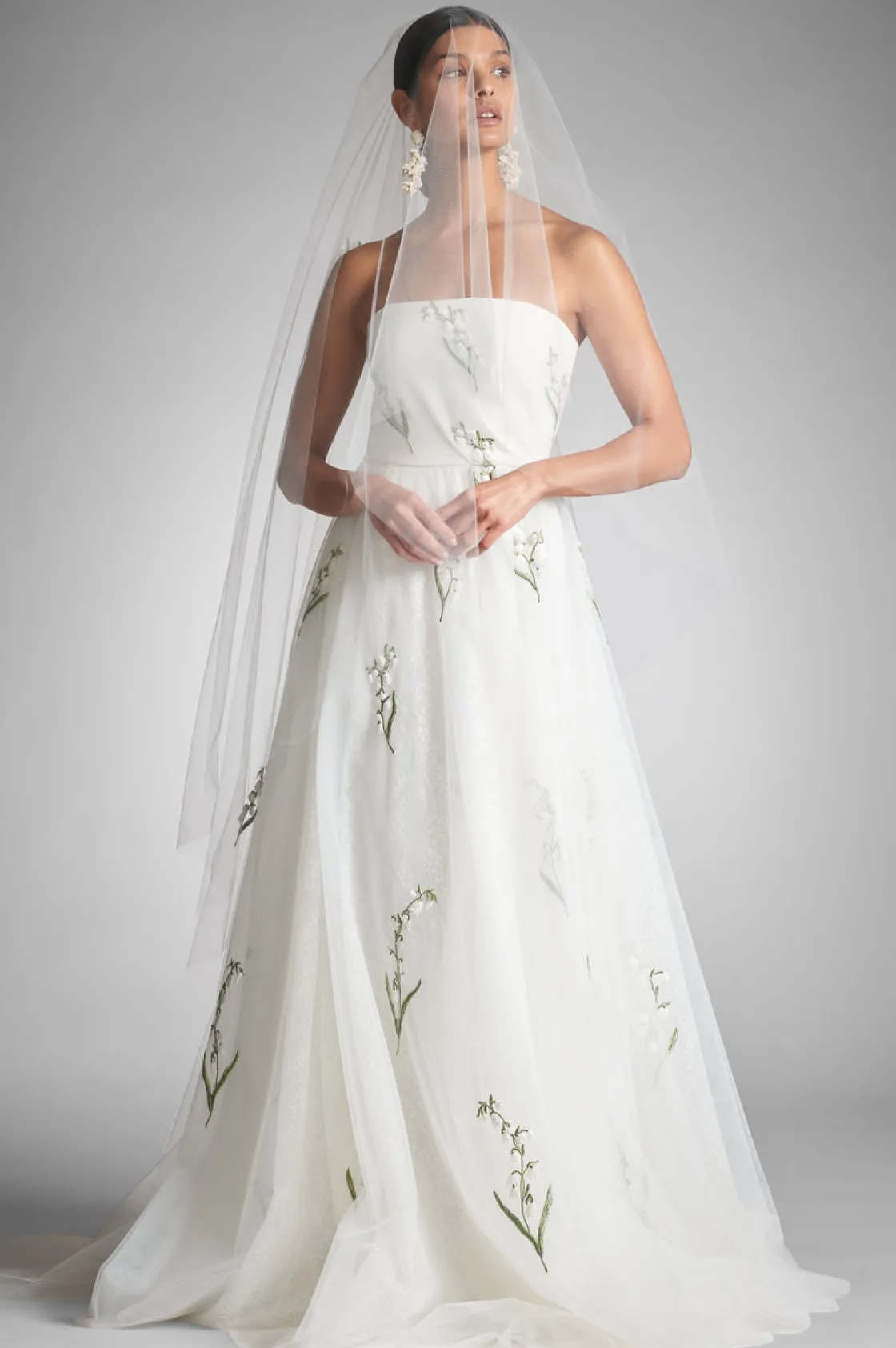 Sachin & Babi Damira Veil - White/Embroidered Floral White/Embroidered Floral Discount