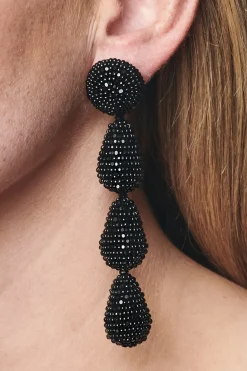 Sachin & Babi Eliza Earrings - Smooth Beads Black Clearance