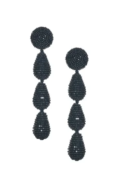 Sachin & Babi Eliza Earrings - Smooth Beads Black Clearance