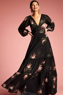 Sachin & Babi Jules Gown - Noir Blossom Clearance