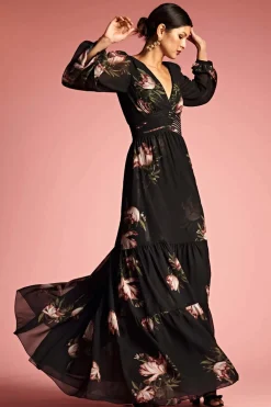 Sachin & Babi Jules Gown - Noir Blossom Clearance