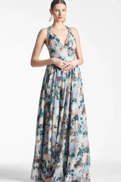 Sachin & Babi Kenzia Gown - Ice Blue Garden Cheap