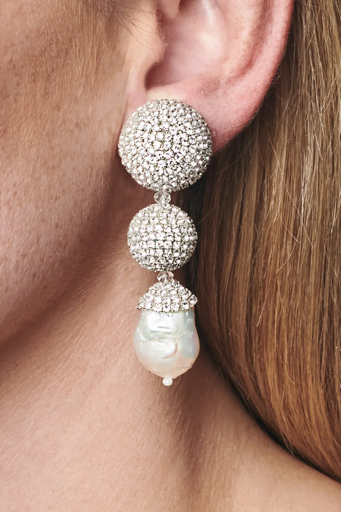 Sachin & Babi Maribel Earrings - Crystals / Baroque Pearl Clear / Pearl Flash Sale