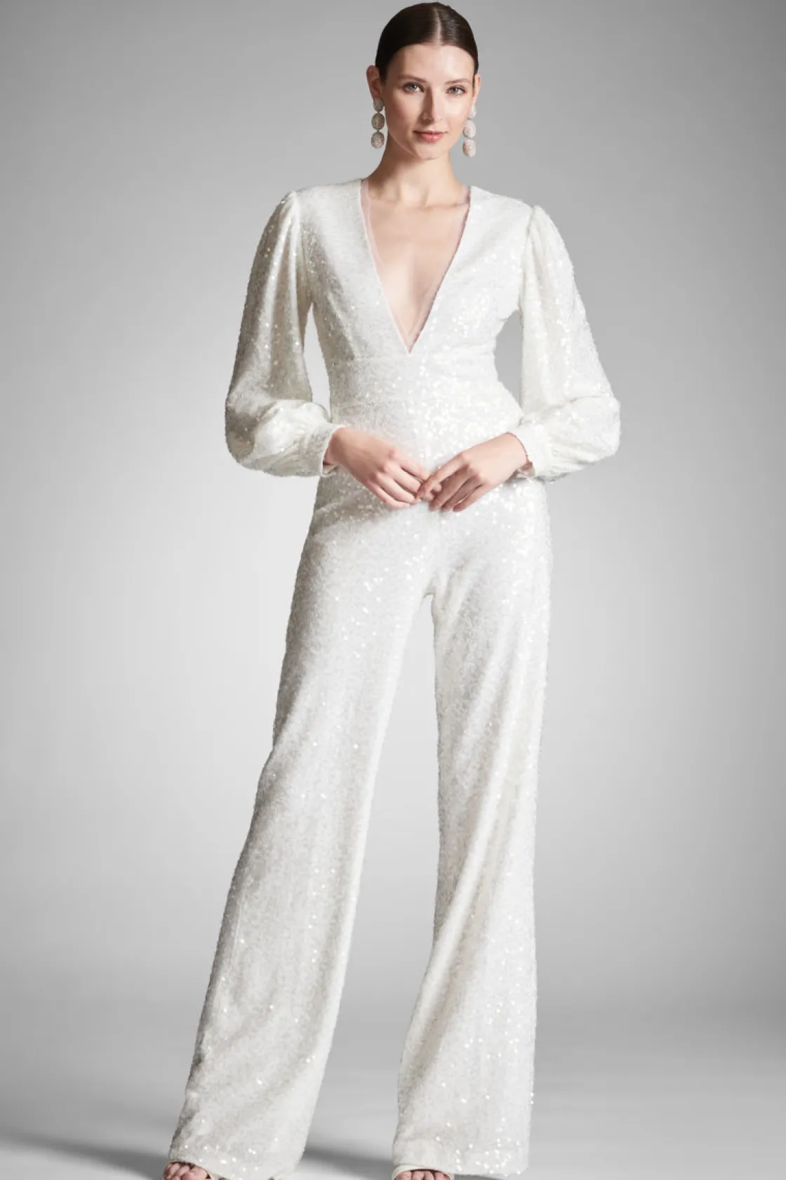 Sachin & Babi Presly Jumpsuit - Ivory Sequins Clear/Ivory Discount