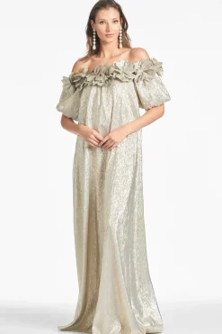 Sachin & Babi Valentina Gown - Silver Cheap