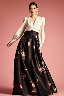 Sachin & Babi Zoe Gown - Ivory/Noir Blossom Ivory/Noir Blossom Flash Sale
