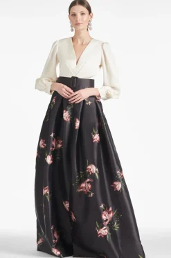 Sachin & Babi Zoe Gown - Ivory/Noir Blossom Ivory/Noir Blossom Flash Sale