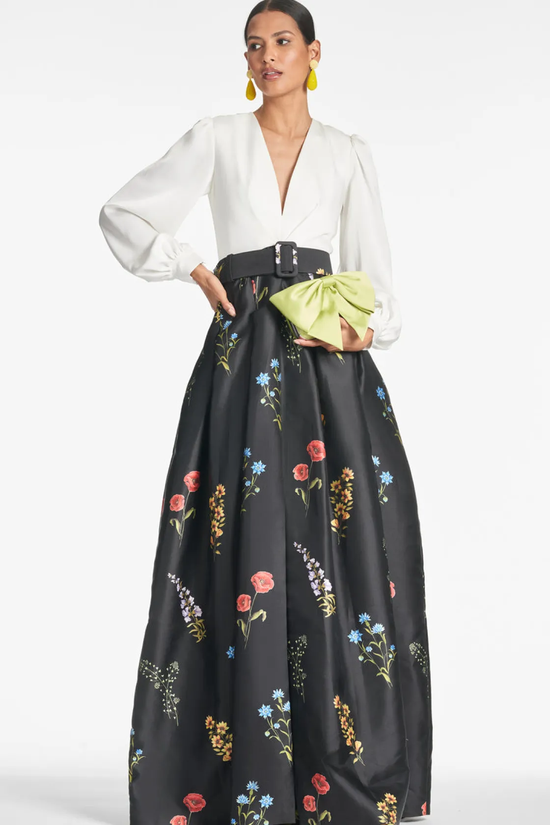 Sachin & Babi Zoe Gown - Off White/Noir Bouquet Off White/Noir Bouquet Online